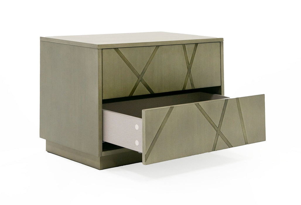 VIG Furniture - Modrest Nixa - Modern Wide Birch + Brushed Bronze Nightstand - VGVC-N1909-L-BIR