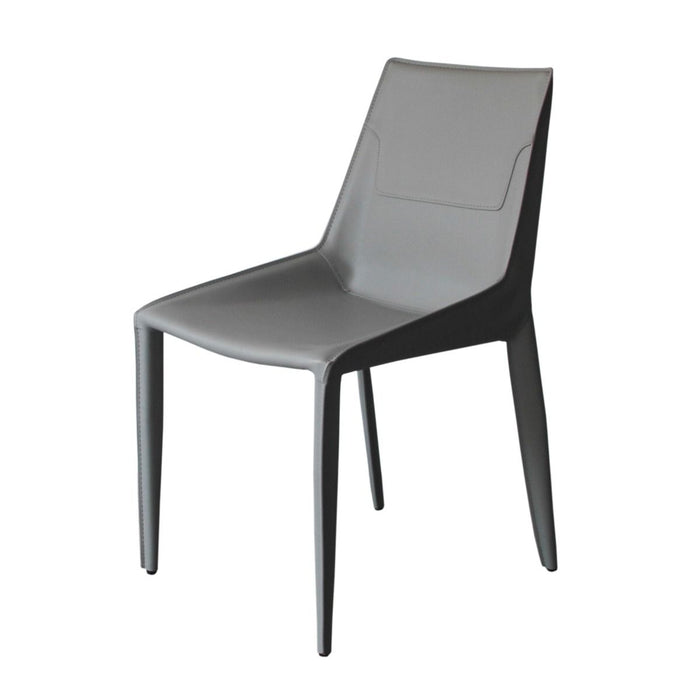 VIG Furniture - Modrest Halo Modern Light Grey Saddle Leather Dining Chair (Set of 2) - VGYF-DC1113-LTGR-DC - GreatFurnitureDeal