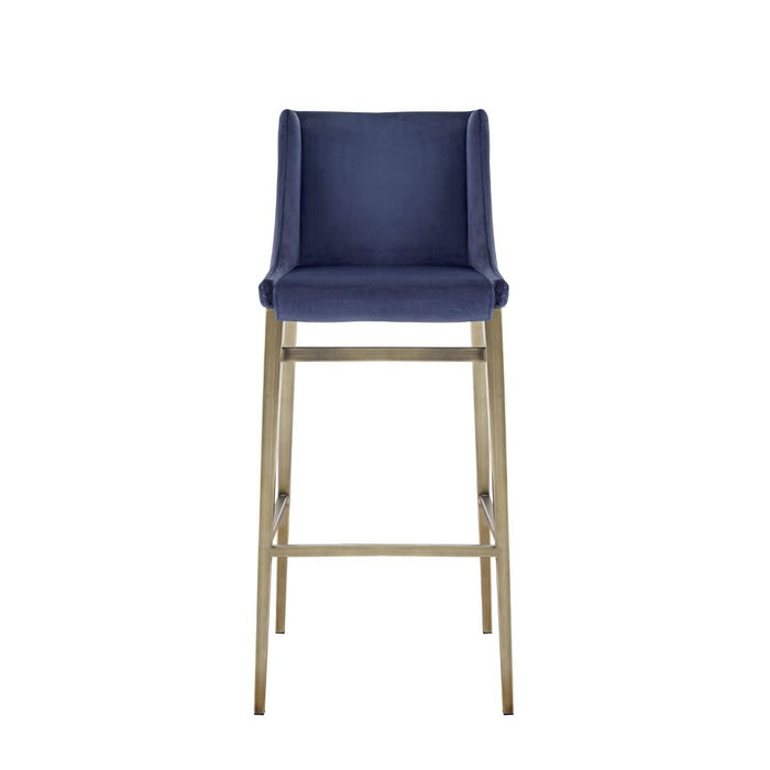 VIG Furniture - Modrest Mimi Contemporary Blue Velvet + Brass Counter Stool (Set of 2) - VGGA-6544CH-C-BL-CS