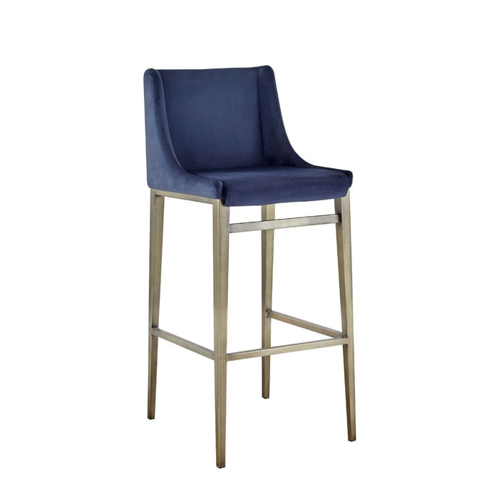 VIG Furniture - Modrest Mimi Contemporary Blue Velvet + Brass Counter Stool (Set of 2) - VGGA-6544CH-C-BL-CS