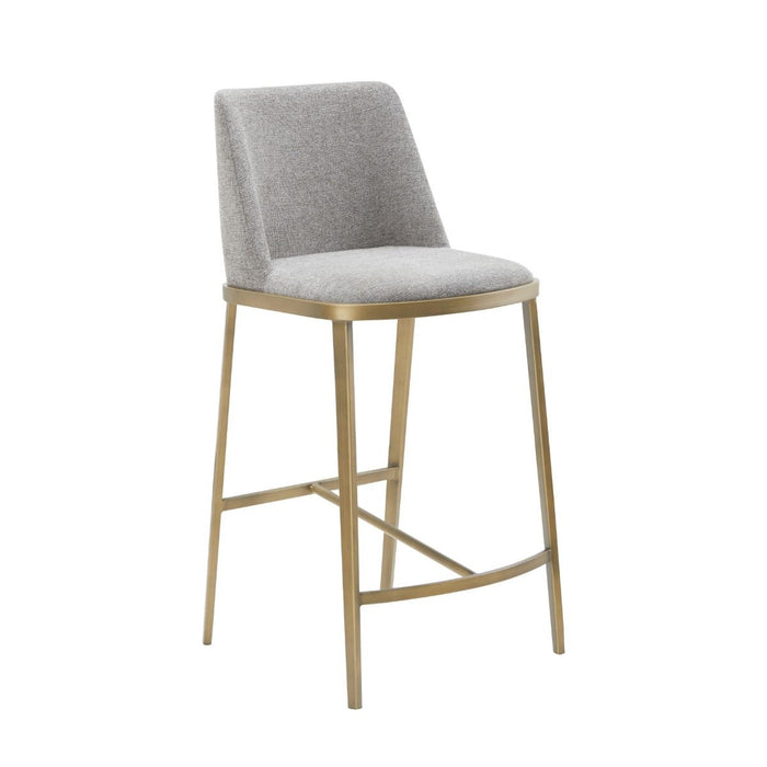 VIG Furniture - Modrest Brent Contemporary Light Grey Fabric Brass Counter Stool (Set of 2) - VGGA-6602CH-C-LG-CST