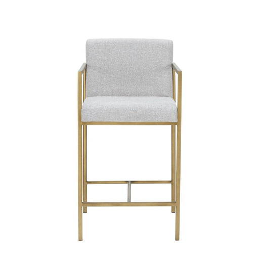 VIG Furniture - Modrest Burnham Contemporary Light Grey Fabric Brass Counter Stool (Set of 2) - VGGA-6960CH-C-CS - GreatFurnitureDeal