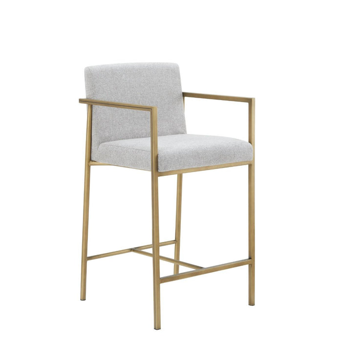 VIG Furniture - Modrest Burnham Contemporary Light Grey Fabric Brass Counter Stool (Set of 2) - VGGA-6960CH-C-CS