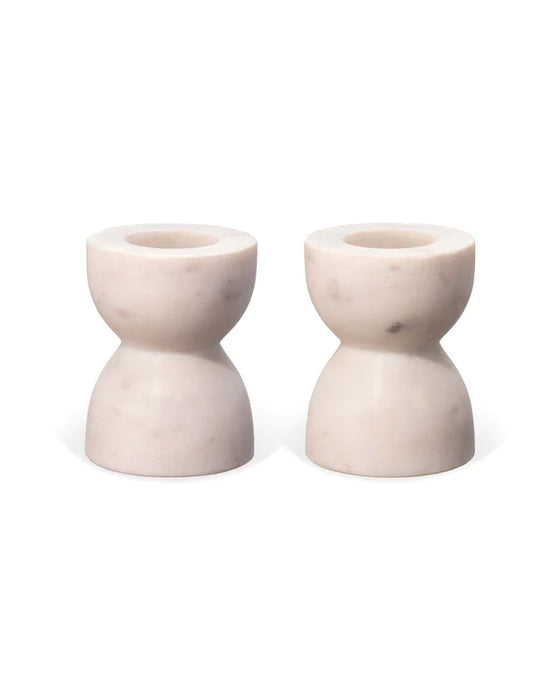 Jamie Young Company -  Petit Marble Candlesticks (set of 2) - 7PETI-CSWH