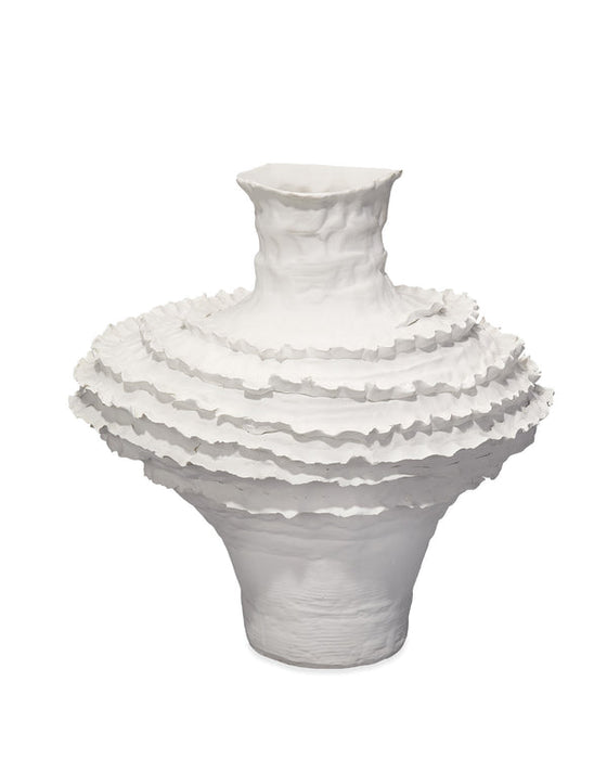 Jamie Young Company - Ruffle Vase in Matte White - 7RUFF-VAWH - GreatFurnitureDeal