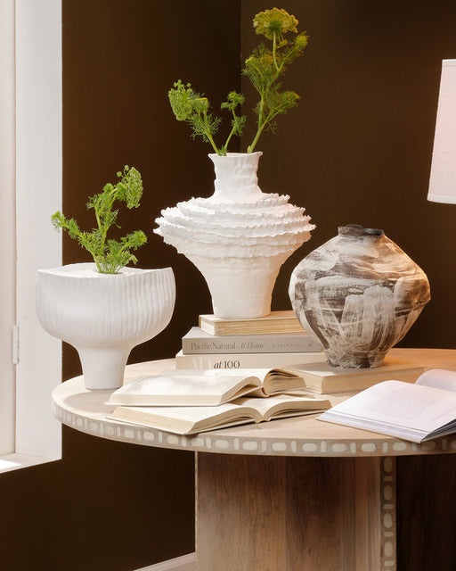 Jamie Young Company - Ruffle Vase in Matte White - 7RUFF-VAWH - GreatFurnitureDeal