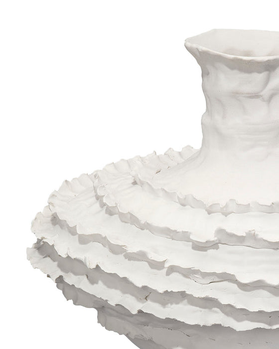 Jamie Young Company - Ruffle Vase in Matte White - 7RUFF-VAWH - GreatFurnitureDeal