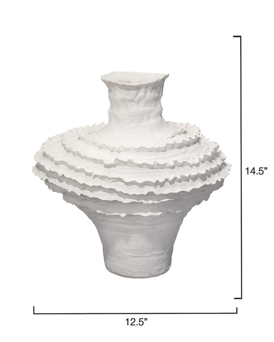 Jamie Young Company - Ruffle Vase in Matte White - 7RUFF-VAWH - GreatFurnitureDeal