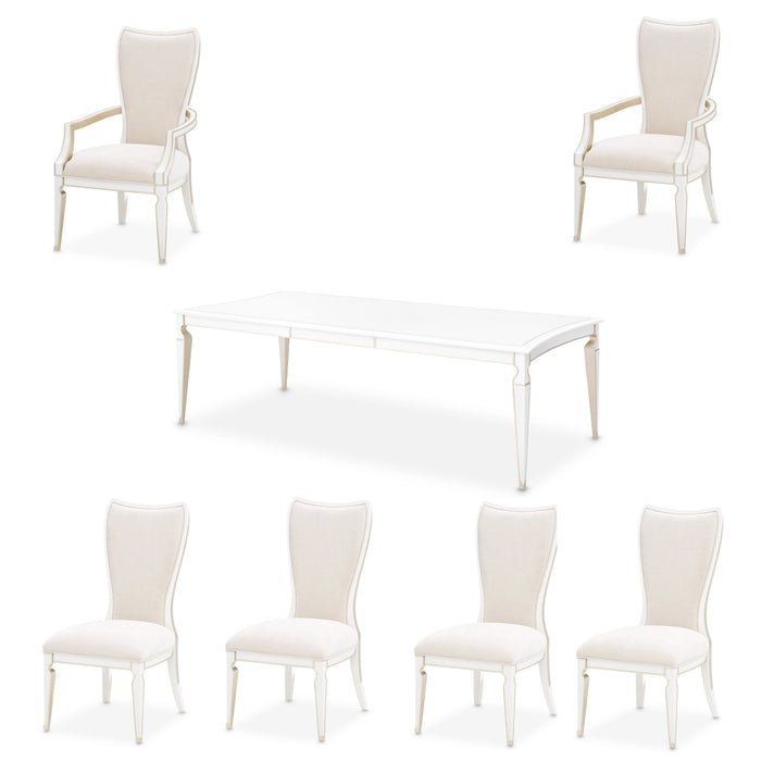 AICO Furniture - La Marisia 7 Piece Rectangular Dining Room Set - Creamy Pearl - 9089000-112-7SET - GreatFurnitureDeal
