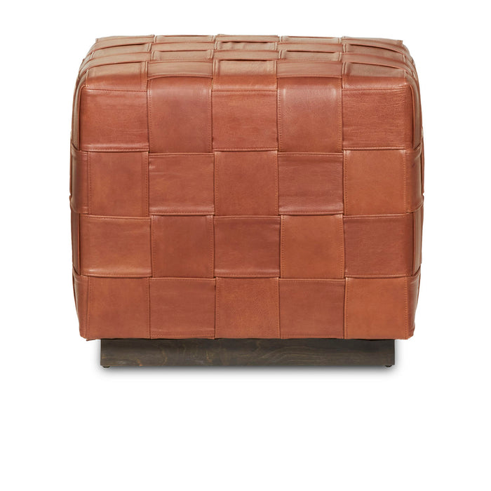 Classic Home Furniture - Weston Ottoman, Mirage Leather, Tobacco - 7WES107XLMITOB