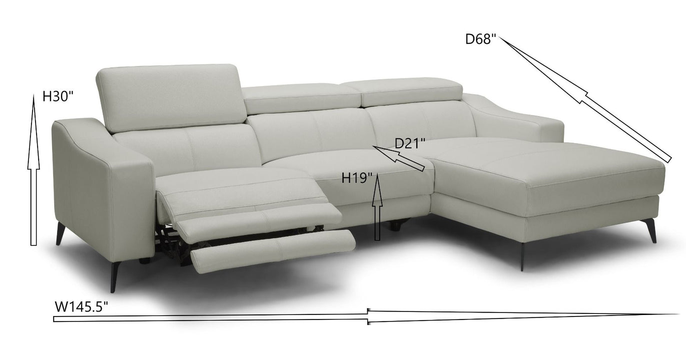 VIG Furniture - Modrest Rampart Modern L-Shape RAF White Leather Sectional Sofa with 1 Recliner - VGKM-5325-RAF-WHT-SECT - GreatFurnitureDeal