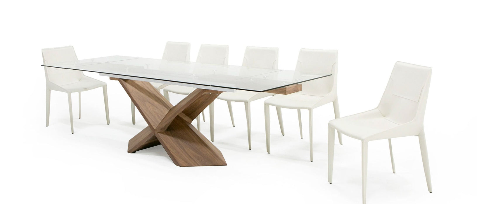 VIG Furniture - Modrest Scott Modern Walnut and Glass Extendable 70.5"/106" Dining Table - VGNS-GD8782X-W - GreatFurnitureDeal