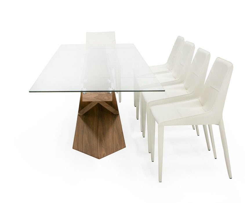 VIG Furniture - Modrest Scott Modern Walnut and Glass Extendable 70.5"/106" Dining Table - VGNS-GD8782X-W