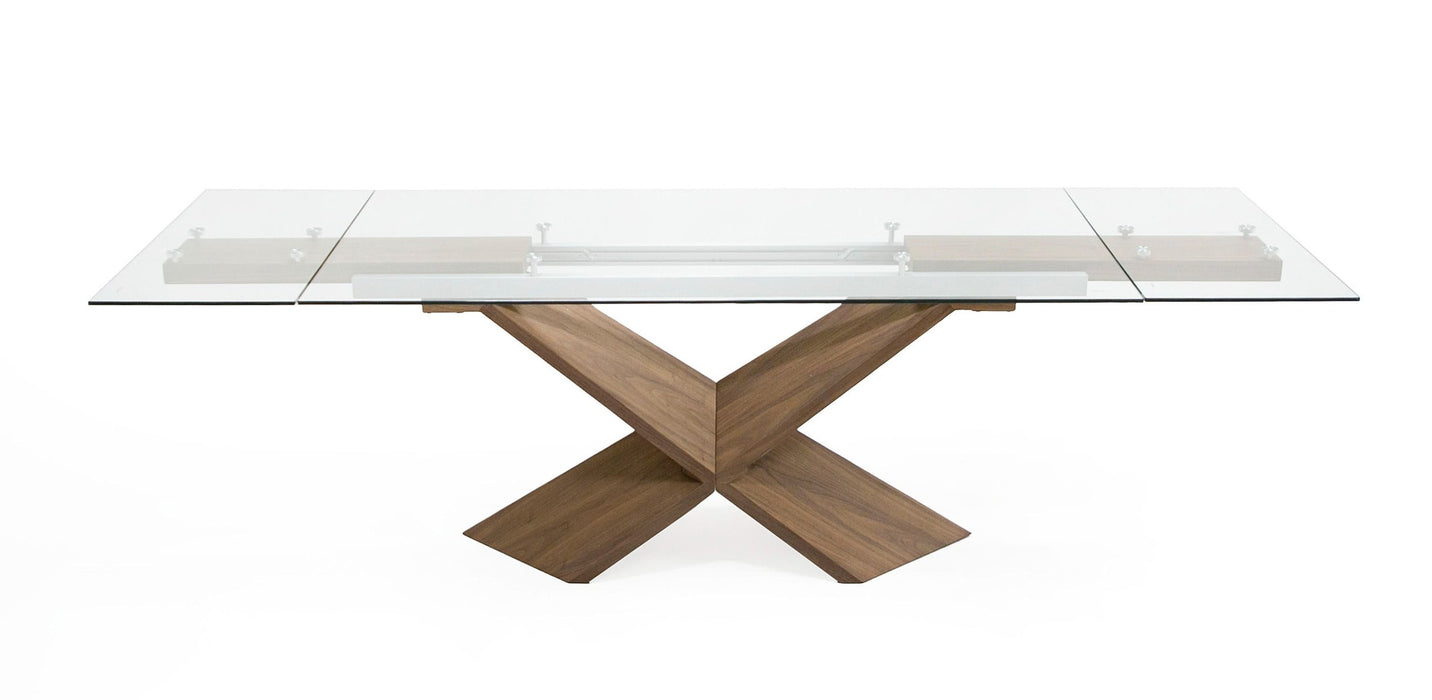 VIG Furniture - Modrest Scott Modern Walnut and Glass Extendable 70.5"/106" Dining Table - VGNS-GD8782X-W