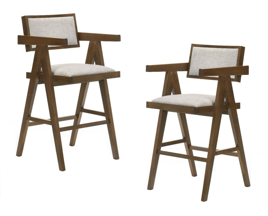 VIG Furniture - Modrest Fern Modern Walnut and Beige Counter Stool Set of 2 - VGMA-MI-1116-BC-WB