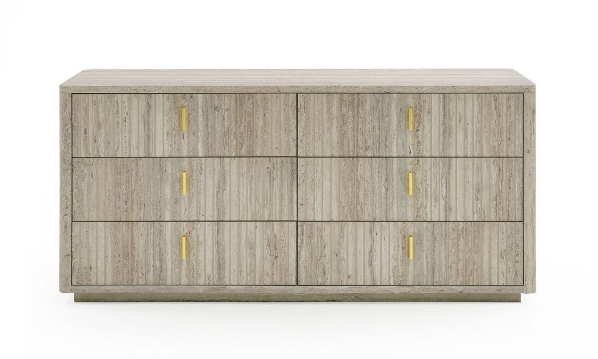 VIG Furniture - Nova Domus Roma - Modern Travertine + Gold Dresser - VGAN-ROMA-DRS