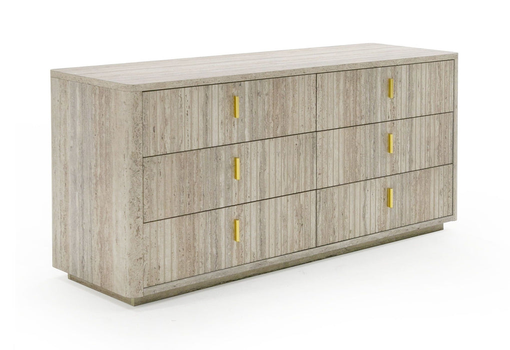 VIG Furniture - Nova Domus Roma - Modern Travertine + Gold Dresser - VGAN-ROMA-DRS - GreatFurnitureDeal