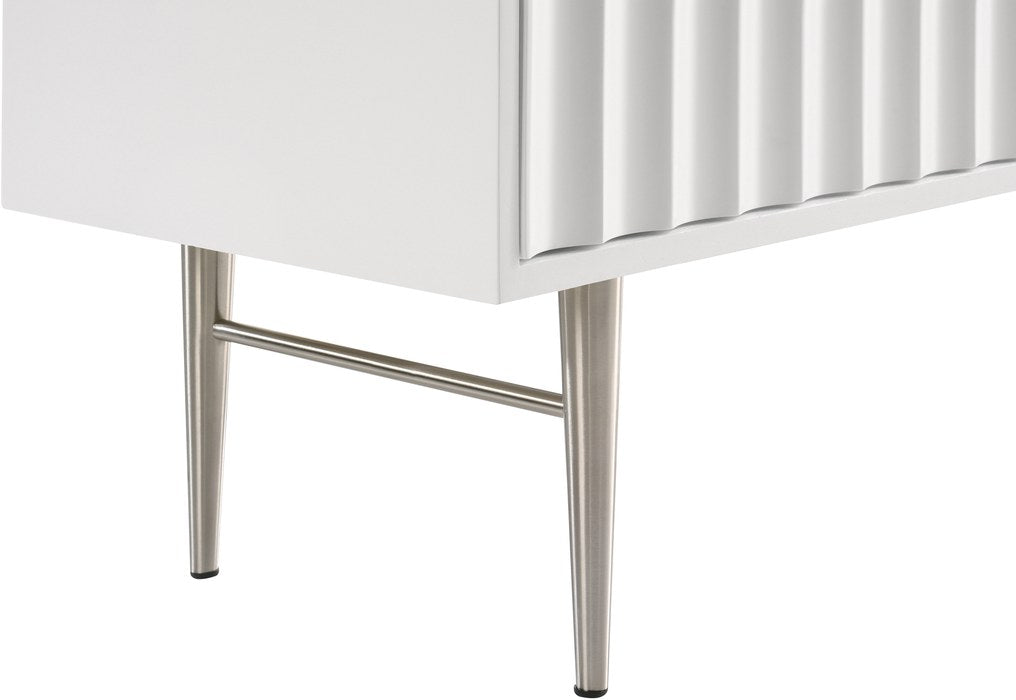 Meridian Furniture - Modernist White Wood Veneer And Stainless Steel Base Dresser - 802White-D - GreatFurnitureDeal