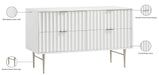 Meridian Furniture - Modernist White Wood Veneer And Stainless Steel Base Dresser - 802White-D - GreatFurnitureDeal