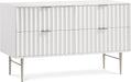 Meridian Furniture - Modernist White Wood Veneer And Stainless Steel Base Dresser - 802White-D - GreatFurnitureDeal