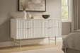 Meridian Furniture - Modernist White Wood Veneer And Stainless Steel Base Dresser - 802White-D - GreatFurnitureDeal