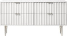 Meridian Furniture - Modernist White Wood Veneer And Stainless Steel Base Dresser - 802White-D - GreatFurnitureDeal