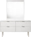 Meridian Furniture - Modernist White Wood Veneer And Stainless Steel Base Dresser - 802White-D - GreatFurnitureDeal