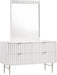 Meridian Furniture - Modernist White Wood Veneer And Stainless Steel Base Dresser - 802White-D - GreatFurnitureDeal