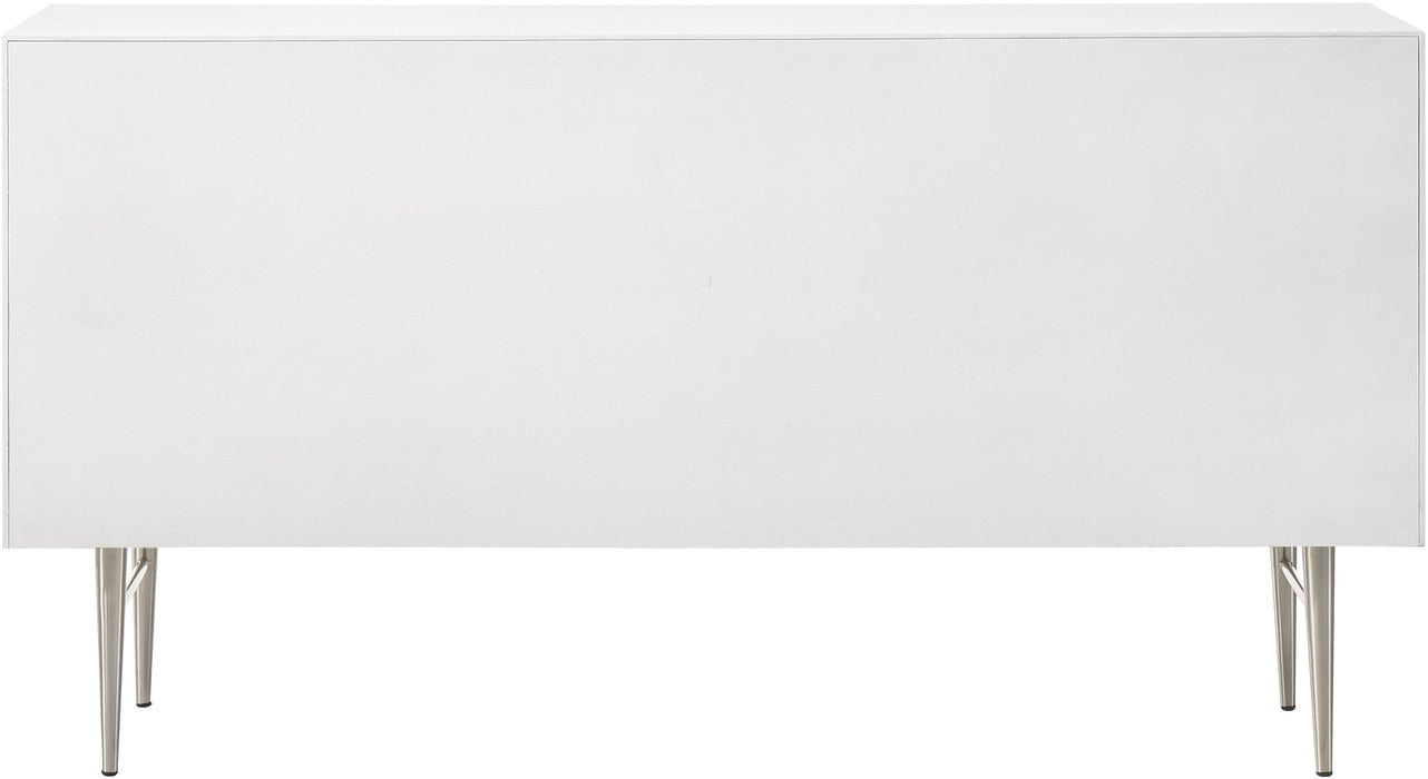 Meridian Furniture - Modernist White Wood Veneer And Stainless Steel Base Dresser - 802White-D - GreatFurnitureDeal