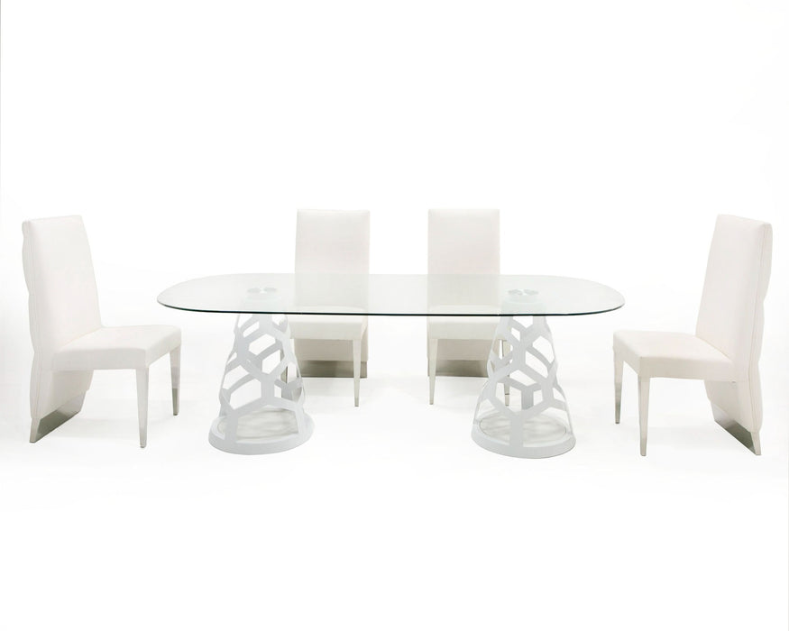 VIG Furniture - Modrest Lilly Modern White and 15mm Glass Rectangular Dining Table - VGNS-GD8800B-15-W - GreatFurnitureDeal