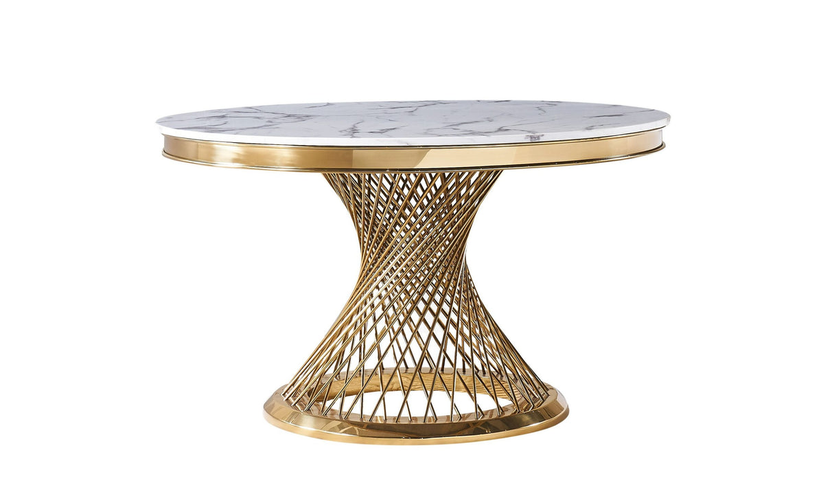 VIG Furniture - Modrest Potter - White Marble & Gold Stainless Steel Round Dining Table - VGZAT9007 - GreatFurnitureDeal