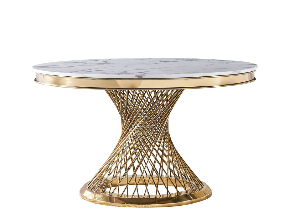 VIG Furniture - Modrest Potter - White Marble & Gold Stainless Steel Round Dining Table - VGZAT9007 - GreatFurnitureDeal