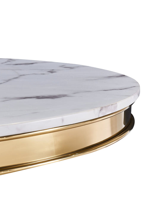 VIG Furniture - Modrest Potter - White Marble & Gold Stainless Steel Round Dining Table - VGZAT9007