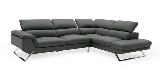 VIG Furniture - Divani Casa Seth - Modern Dark Grey Leather Right Facing Sectional Sofa - VGBNS-9220-DKGRY-RAF - GreatFurnitureDeal