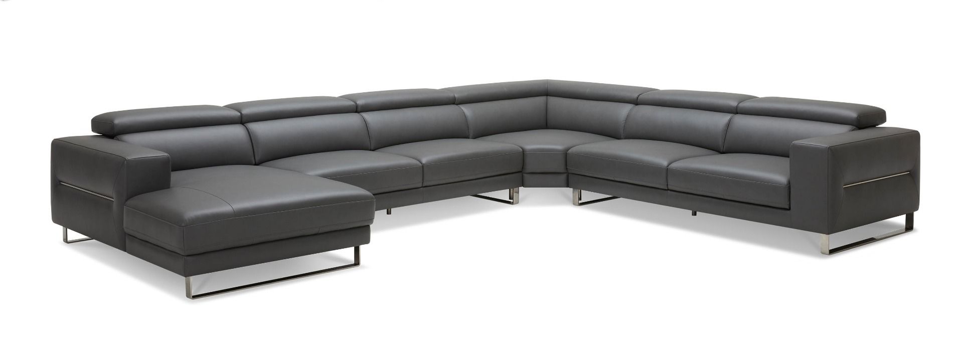 VIG Furniture - Divani Casa Hawkey Contemporary Black Leather LAF Chaise Sectional Sofa - VGKK-KF1066-BLK-LAF - GreatFurnitureDeal
