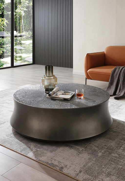 VIG Furniture - Modrest Airdrie - Modern Antique Grey Large Round Coffee Table - VGVC-CT2169-1 - GreatFurnitureDeal