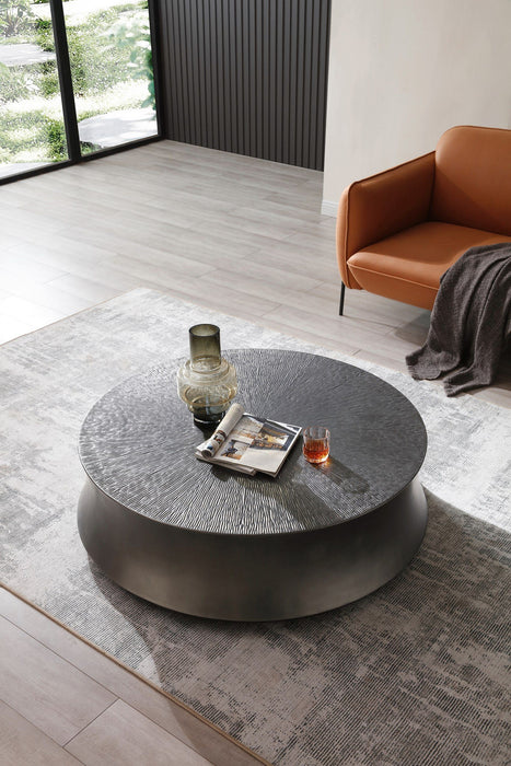 VIG Furniture - Modrest Airdrie - Modern Antique Grey Large Round Coffee Table - VGVC-CT2169-1