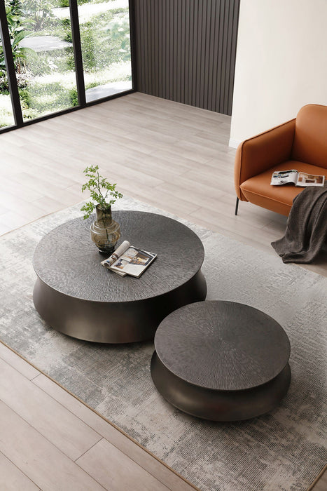 VIG Furniture - Modrest Airdrie - Modern Antique Grey Round Coffee Table Set - VGVC-CT2169-SET