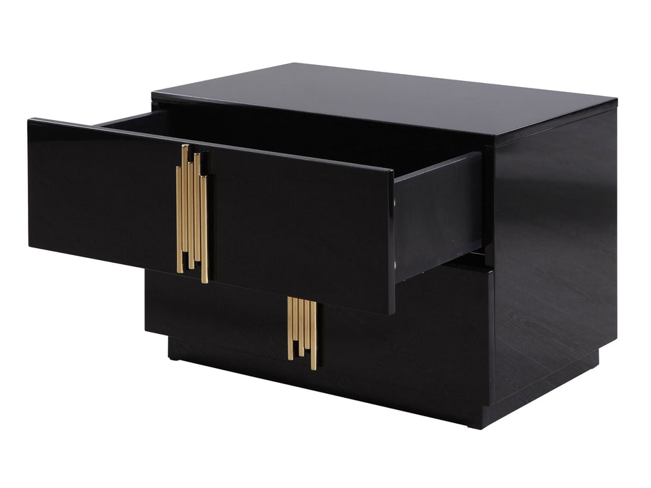 VIG Furniture - Modrest Token - Modern Black + Gold Wide Nightstand - VGVC-N815-L-BLK - GreatFurnitureDeal