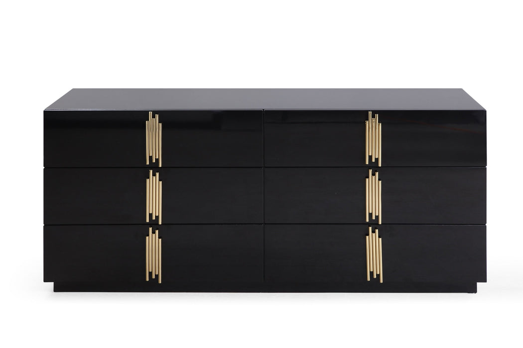 VIG Furniture - Modrest Token - Modern Black + Gold Wide Dresser - VGVC-J815-D-L-BLK - GreatFurnitureDeal