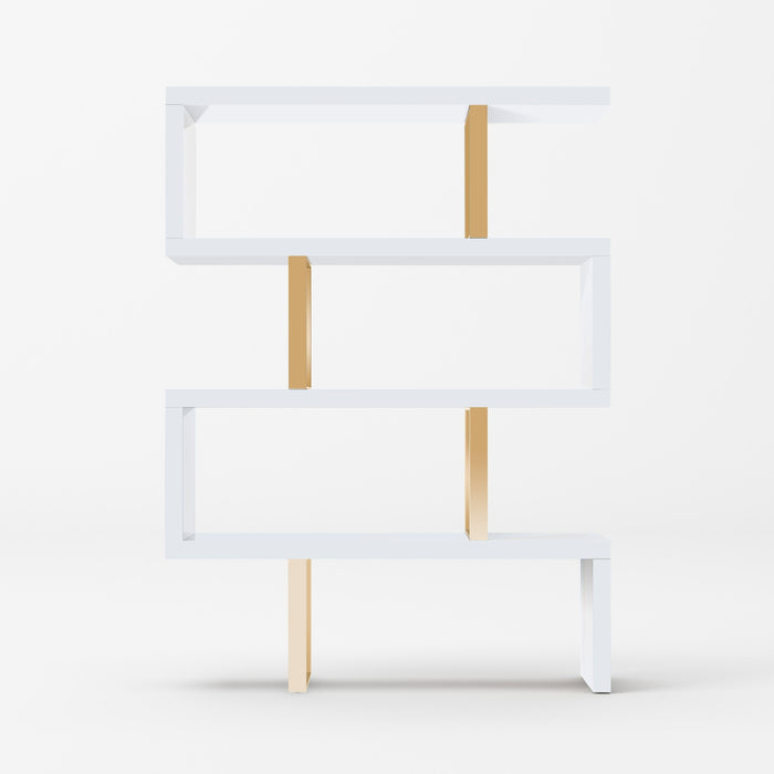 VIG Furniture - Modrest Maze - Modern White & Gold Bookcase - VGBB-MD105-WHTGLD