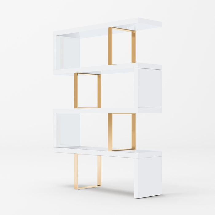 VIG Furniture - Modrest Maze - Modern White & Gold Bookcase - VGBB-MD105-WHTGLD