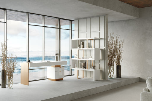 VIG Furniture - Modrest Trahan Modern Gloss White and Brushed Gold Office Desk - VGBB-MQ2101-W-DESK - GreatFurnitureDeal