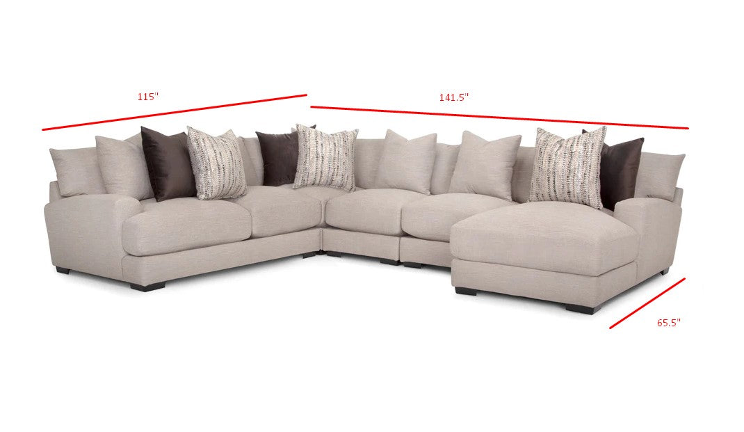 Franklin Furniture - Hannigan 5 Piece Sectional with Right Arm Chaise - 808-5SEC-DUSK - GreatFurnitureDeal