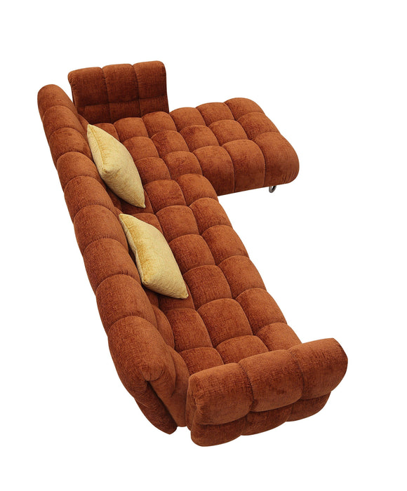 VIG Furniture - Divani Casa Jacinda Modern Burnt Orange Fabric Right Facing Sectional Sofa + 2 Yellow Pillows - VGEV-23106-ORG-RAF - GreatFurnitureDeal