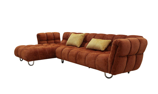 VIG Furniture - Divani Casa Jacinda Modern Burnt Orange Fabric Left Facing Sectional Sofa + 2 Yellow Pillows - VGEV-23106-ORG-LAF - GreatFurnitureDeal