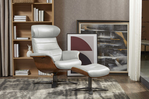 VIG Furniture - Divani Casa Abrons - Mid-Century Modern Light Grey Leather Lounge Chair & Ottoman - VGKK-A928-LTGRY - GreatFurnitureDeal