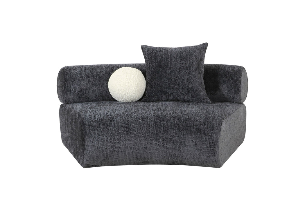VIG Furniture - Divani Casa Simpson - Contemporary Dark Grey Fabric Curved Modular Armless Seat with Throw Pillows - VGOD-ZW-23018-GRY-ARMLESS - GreatFurnitureDeal