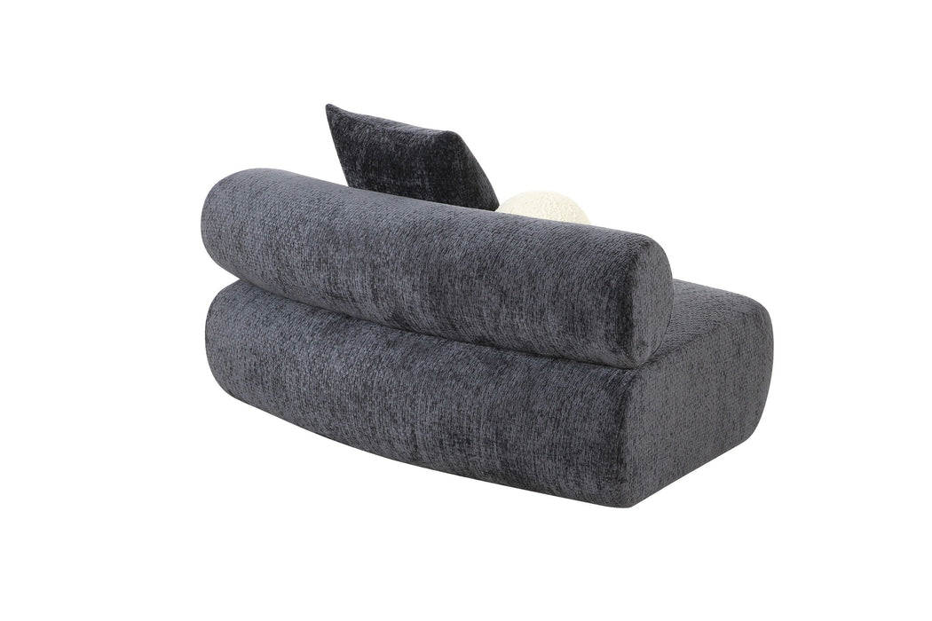 VIG Furniture - Divani Casa Simpson - Contemporary Dark Grey Fabric Curved Modular Armless Seat with Throw Pillows - VGOD-ZW-23018-GRY-ARMLESS