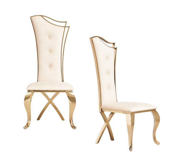 VIG Furniture - Modrest Bonnie - Modern Beige Velvet & Champagne Gold Dining Chair (Set of 2) - VGZA-Y906-BGE-GLD - GreatFurnitureDeal